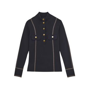 REISS Eva Contrast-Stitch Knit Top